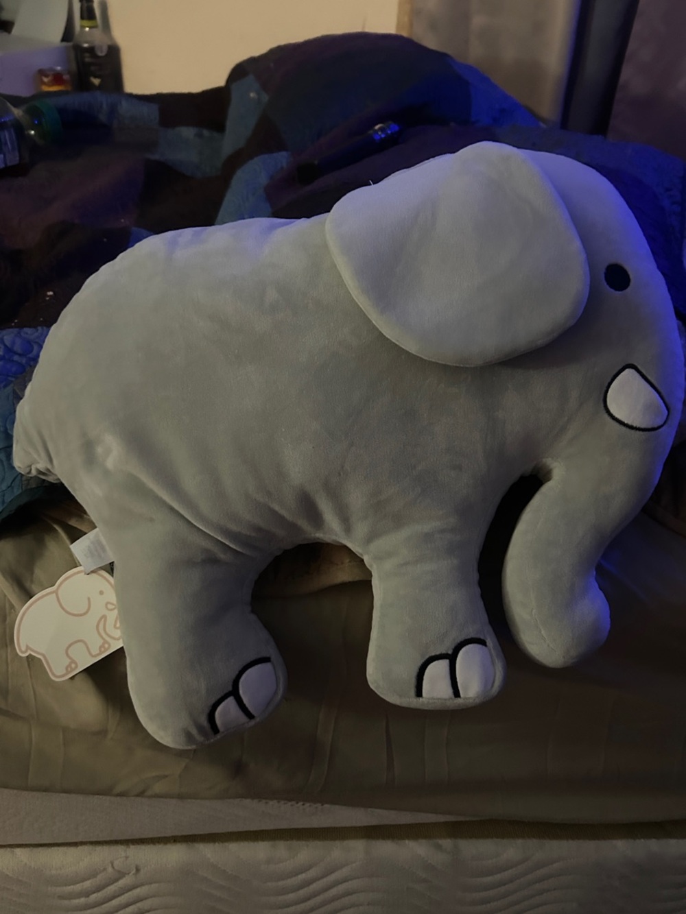 Plush Elephant Pillow Plush - Light Gray Cute Nursery Accentr-***new with tags